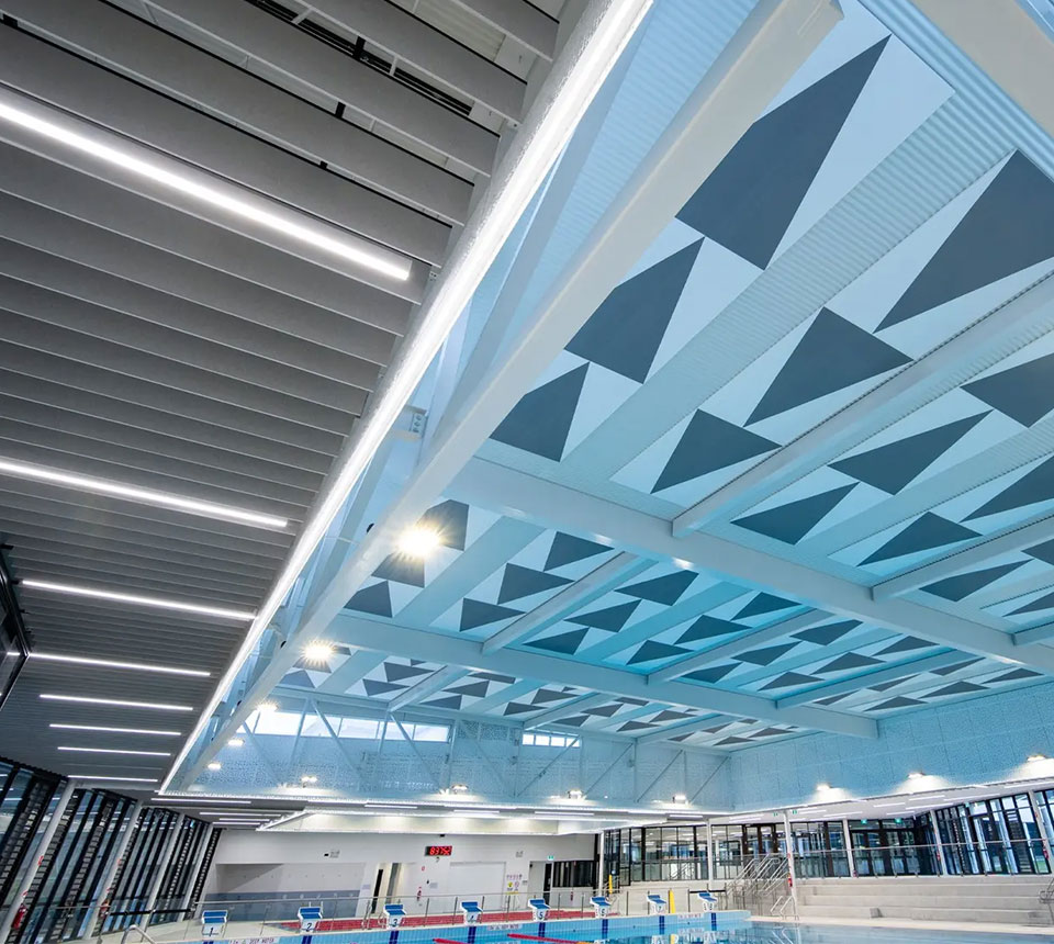 soundproof roof at a public pool