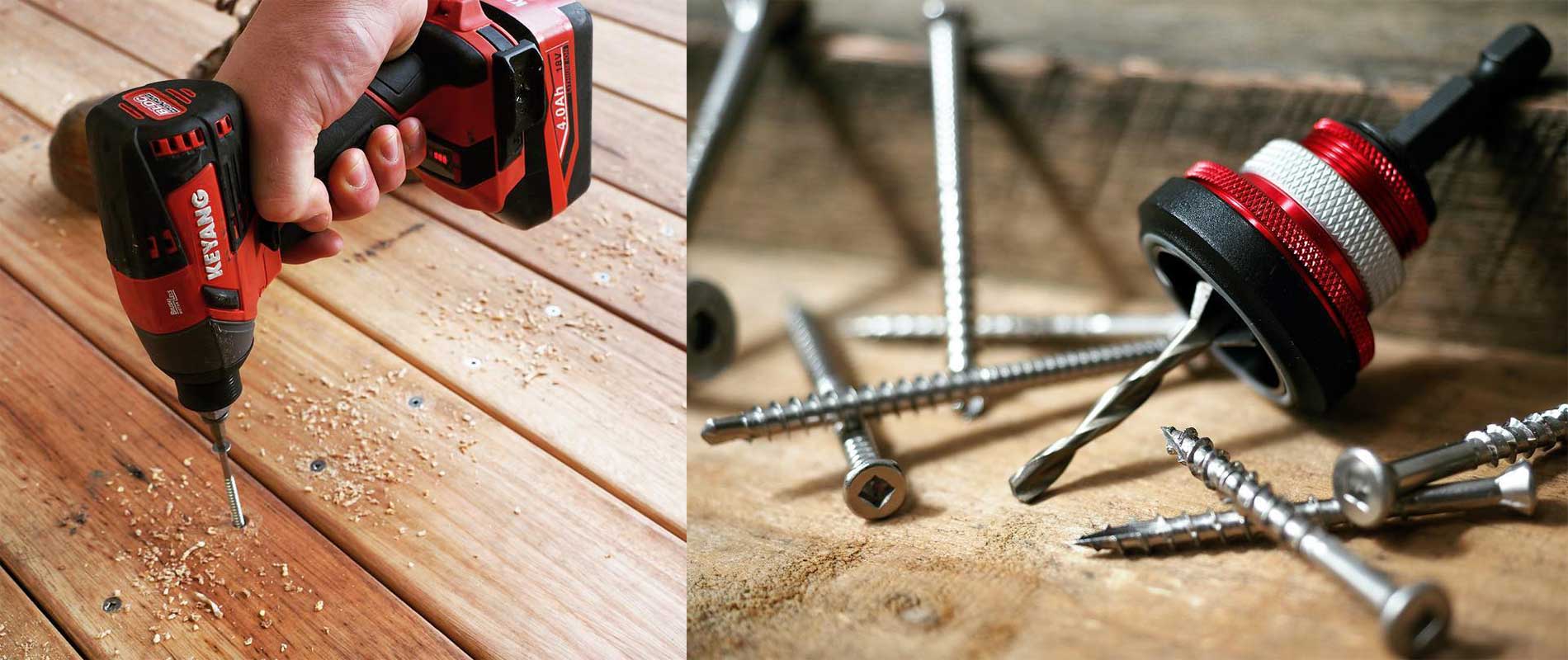 screws, bolts and a drill